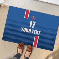 Custom Iceland Football Rubber Doormat Blue with Flag Style