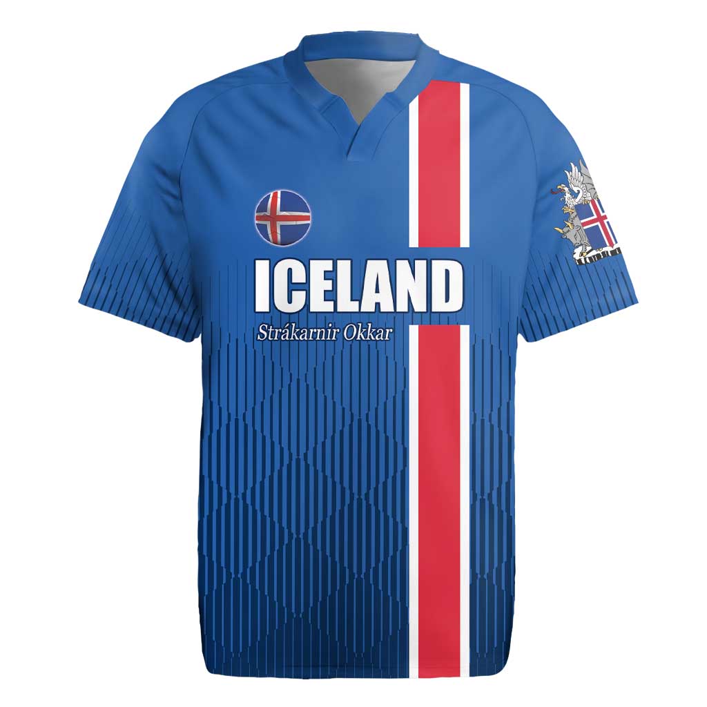 Custom Iceland Football Rugby Jersey Blue with Flag Style