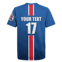 Custom Iceland Football Rugby Jersey Blue with Flag Style
