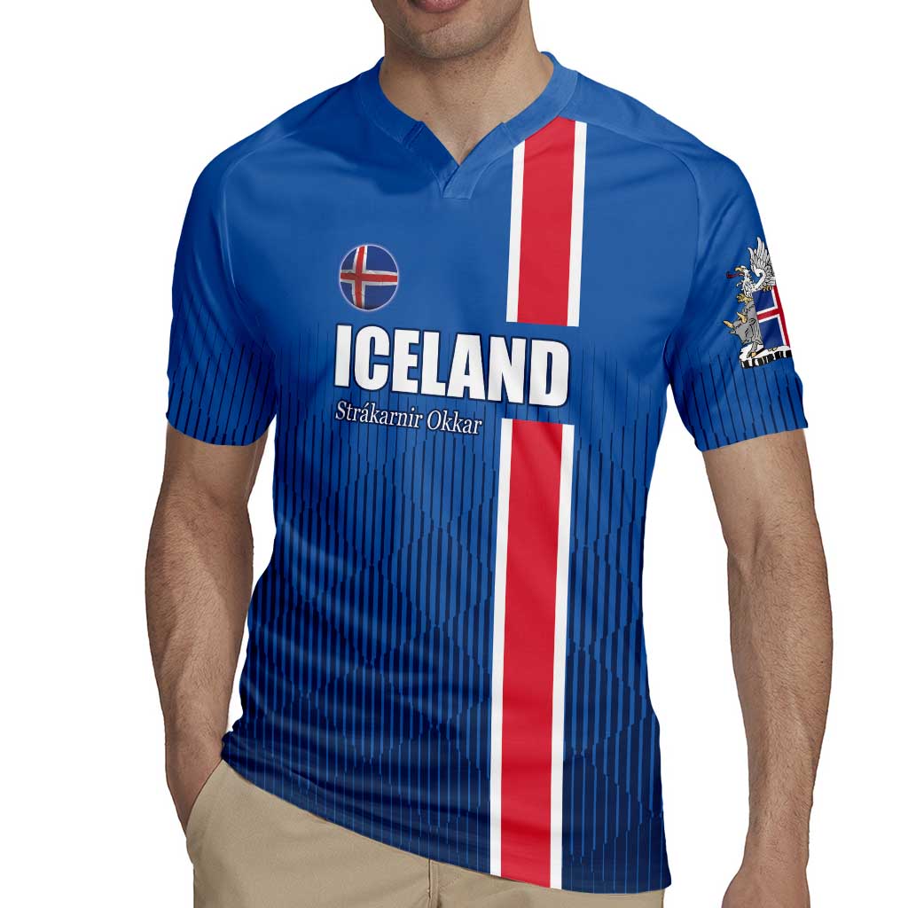 Custom Iceland Football Rugby Jersey Blue with Flag Style