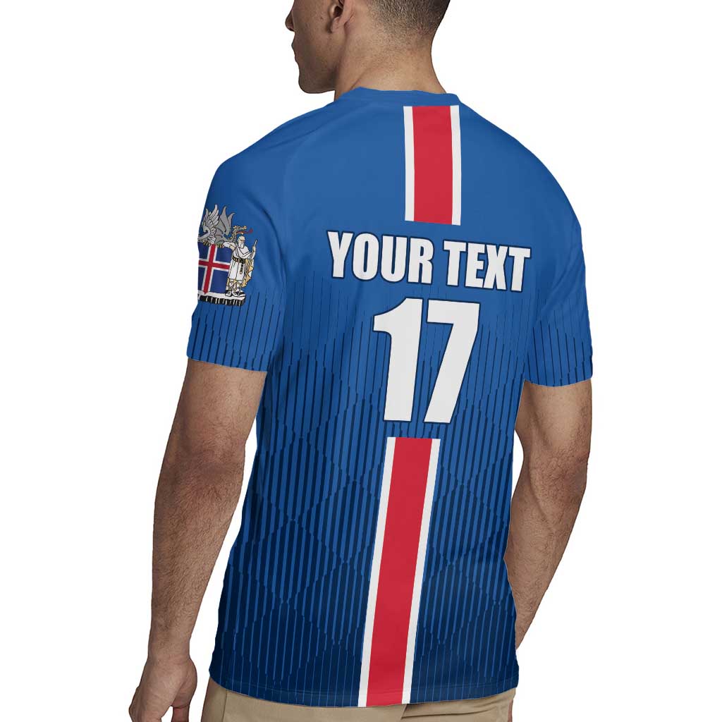 Custom Iceland Football Rugby Jersey Blue with Flag Style