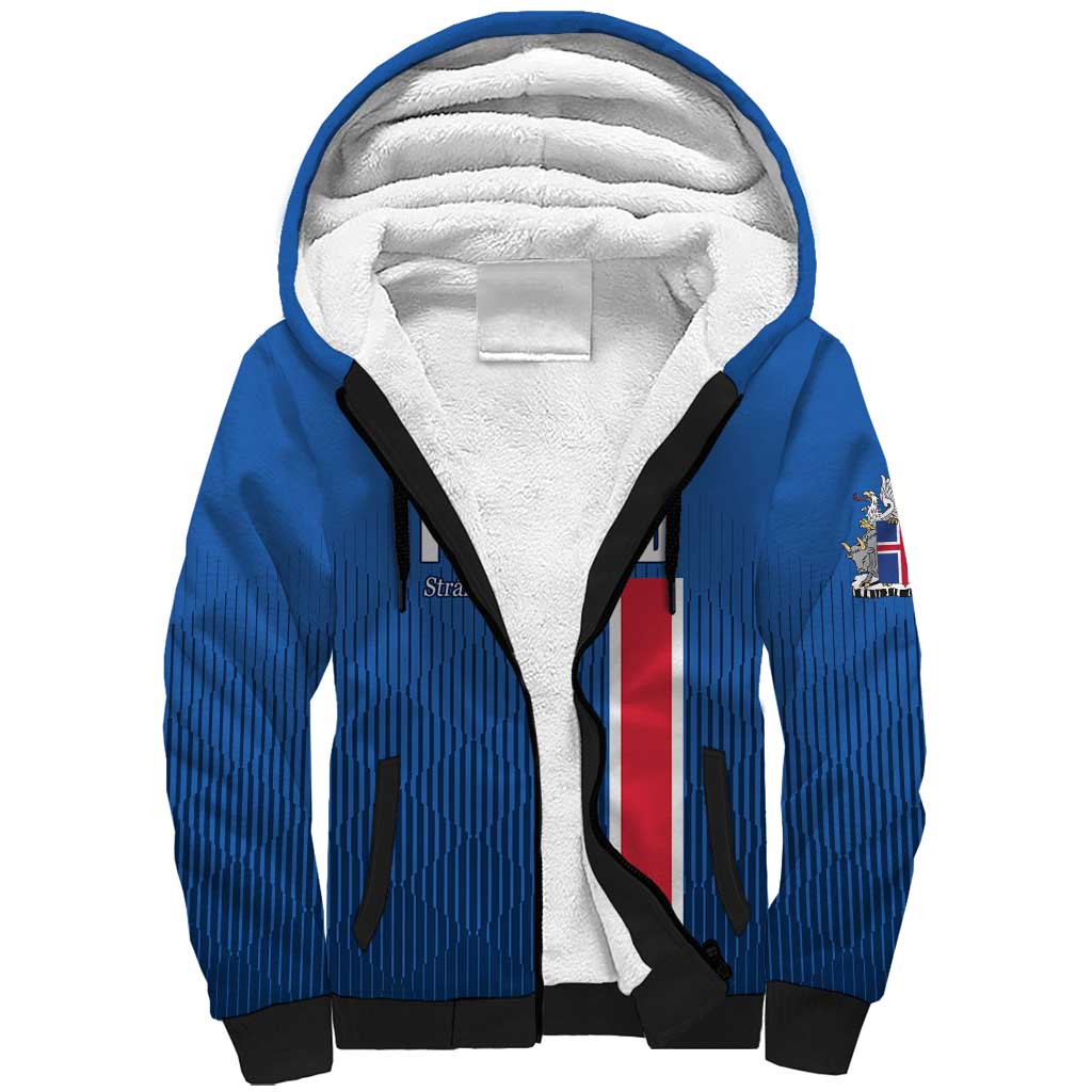 Custom Iceland Football Sherpa Hoodie Blue with Flag Style