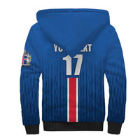 Custom Iceland Football Sherpa Hoodie Blue with Flag Style