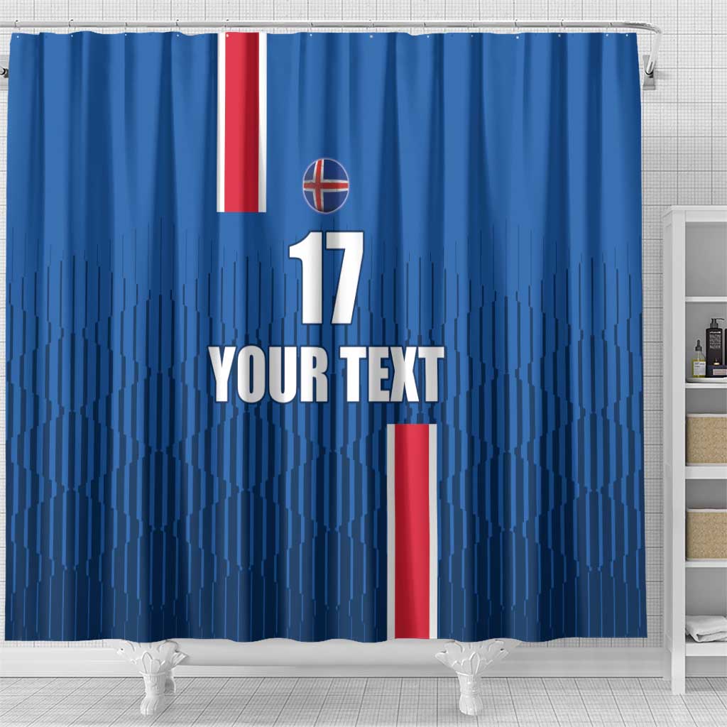 Custom Iceland Football Shower Curtain Blue with Flag Style