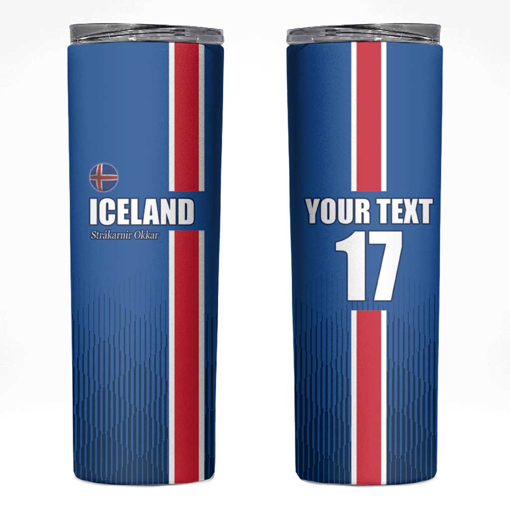 Custom Iceland Football Skinny Tumbler Blue with Flag Style