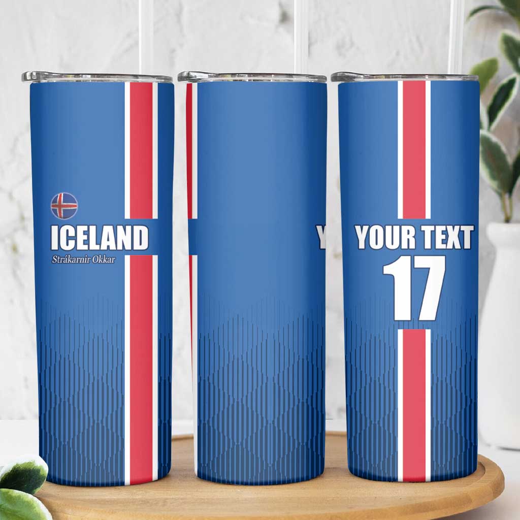 Custom Iceland Football Skinny Tumbler Blue with Flag Style