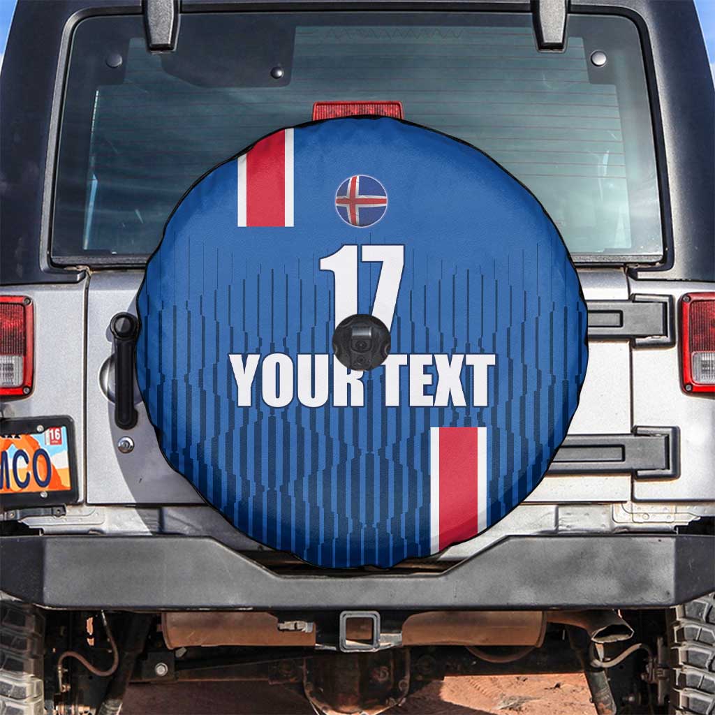 Custom Iceland Football Spare Tire Cover Blue with Flag Style