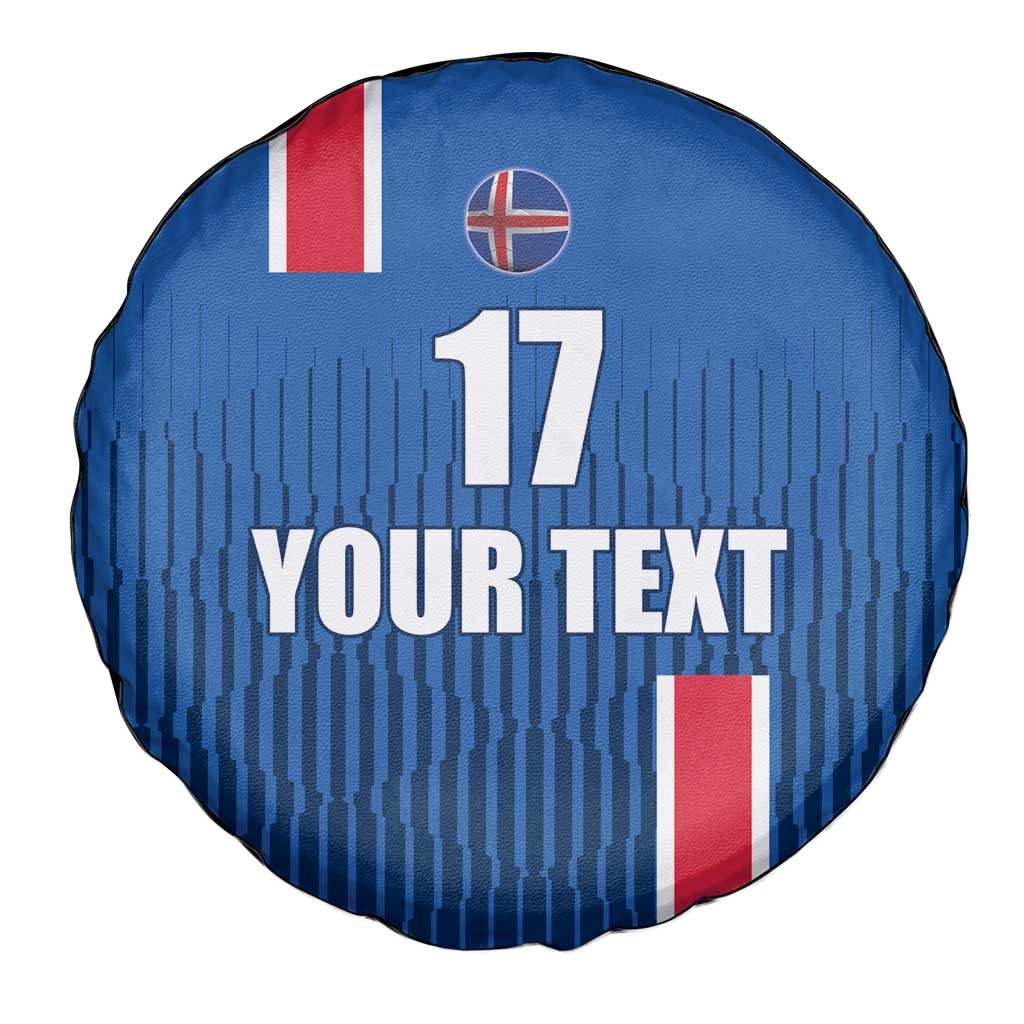 Custom Iceland Football Spare Tire Cover Blue with Flag Style