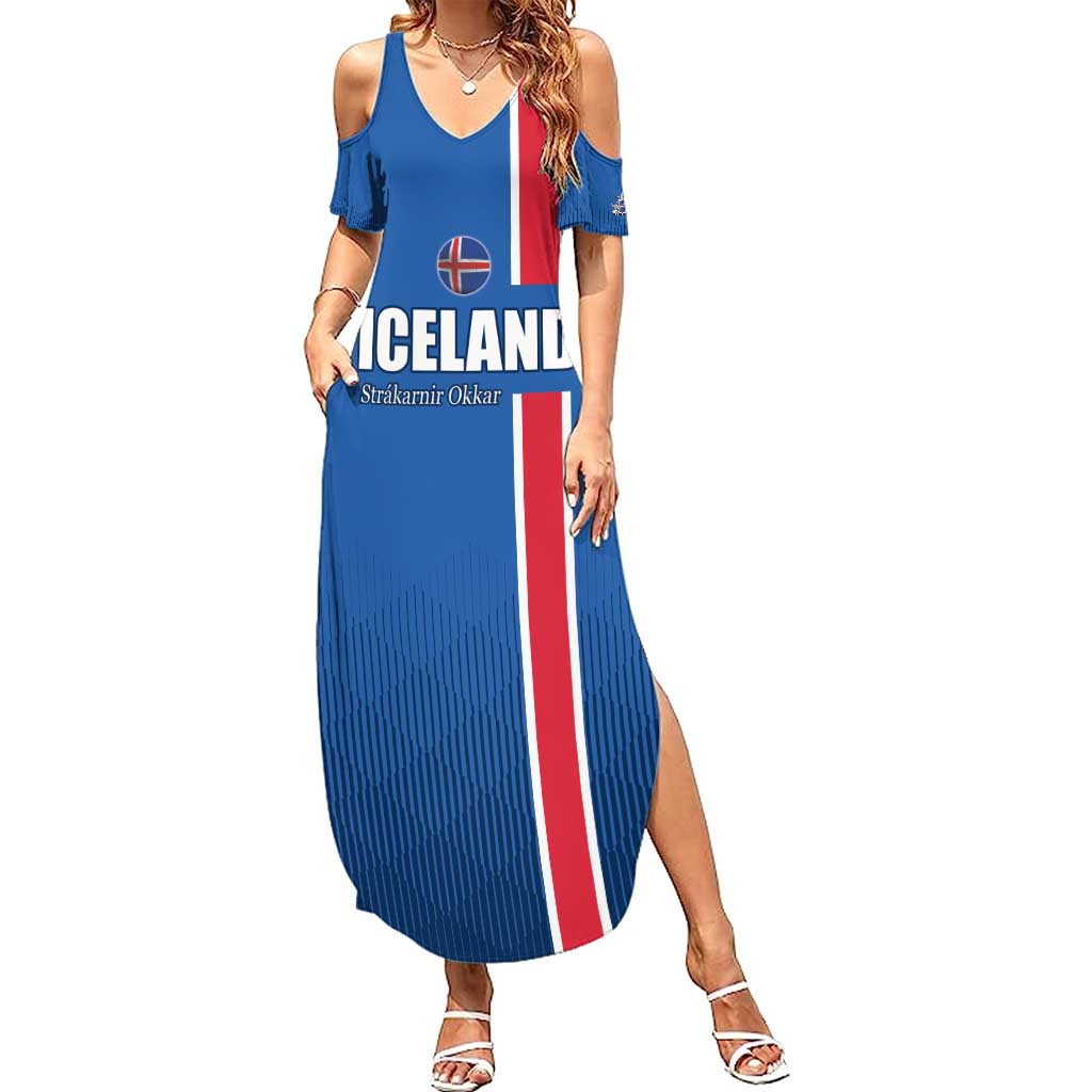 Custom Iceland Football Summer Maxi Dress Blue with Flag Style