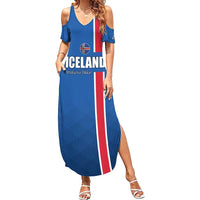 Custom Iceland Football Summer Maxi Dress Blue with Flag Style