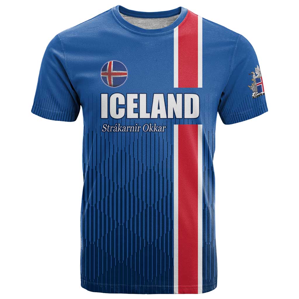 Custom Iceland Football T Shirt Blue with Flag Style