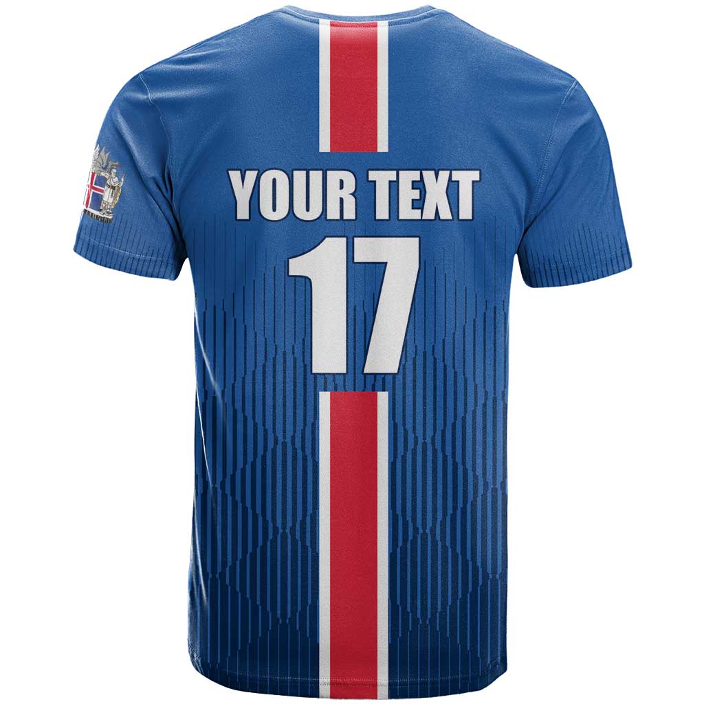 Custom Iceland Football T Shirt Blue with Flag Style