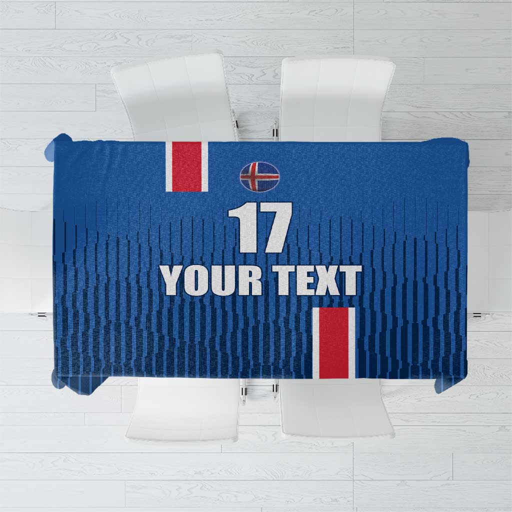 Custom Iceland Football Tablecloth Blue with Flag Style