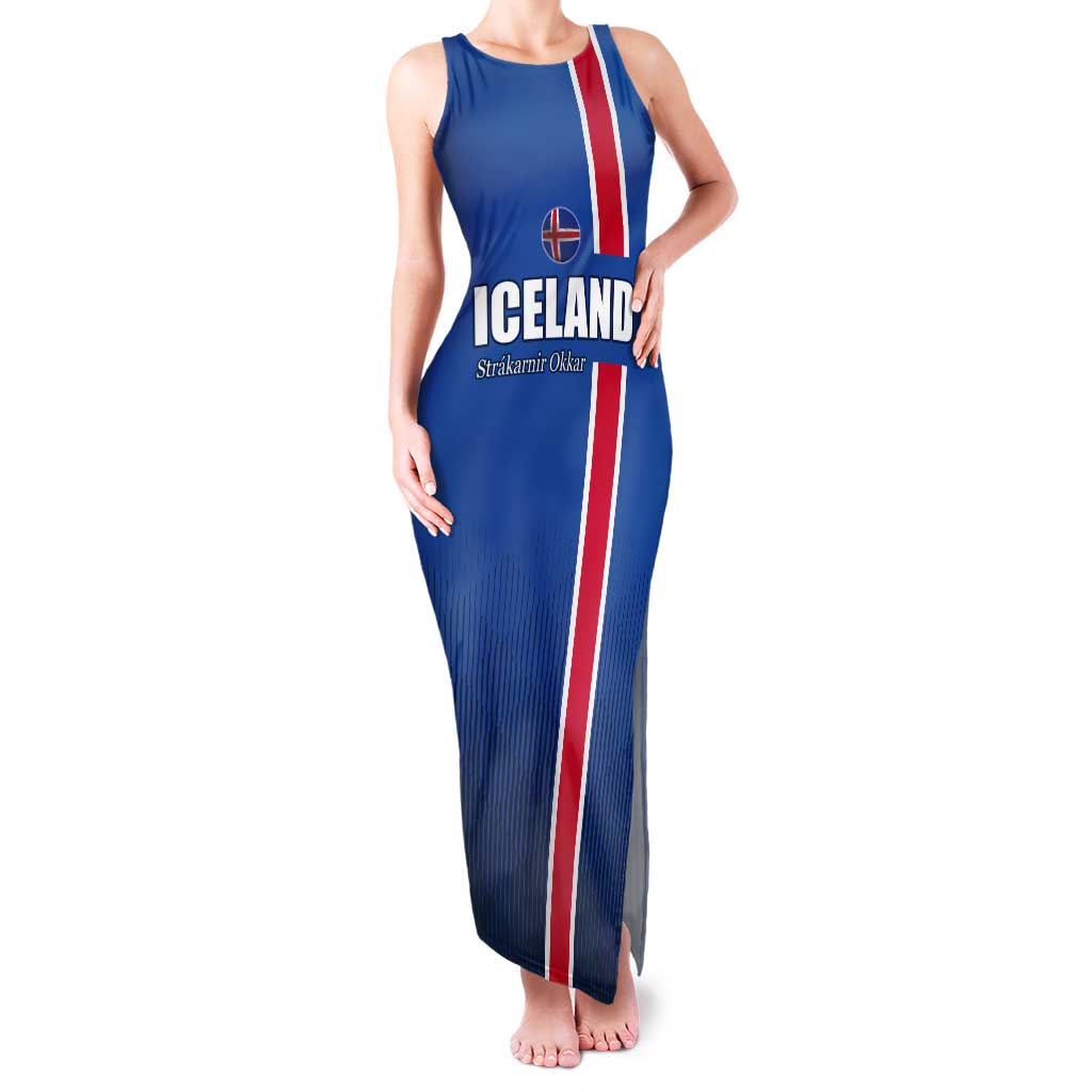 Custom Iceland Football Tank Maxi Dress Blue with Flag Style