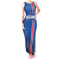Custom Iceland Football Tank Maxi Dress Blue with Flag Style