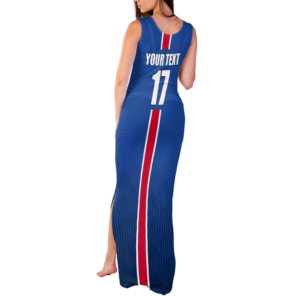 Custom Iceland Football Tank Maxi Dress Blue with Flag Style