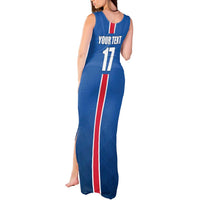 Custom Iceland Football Tank Maxi Dress Blue with Flag Style