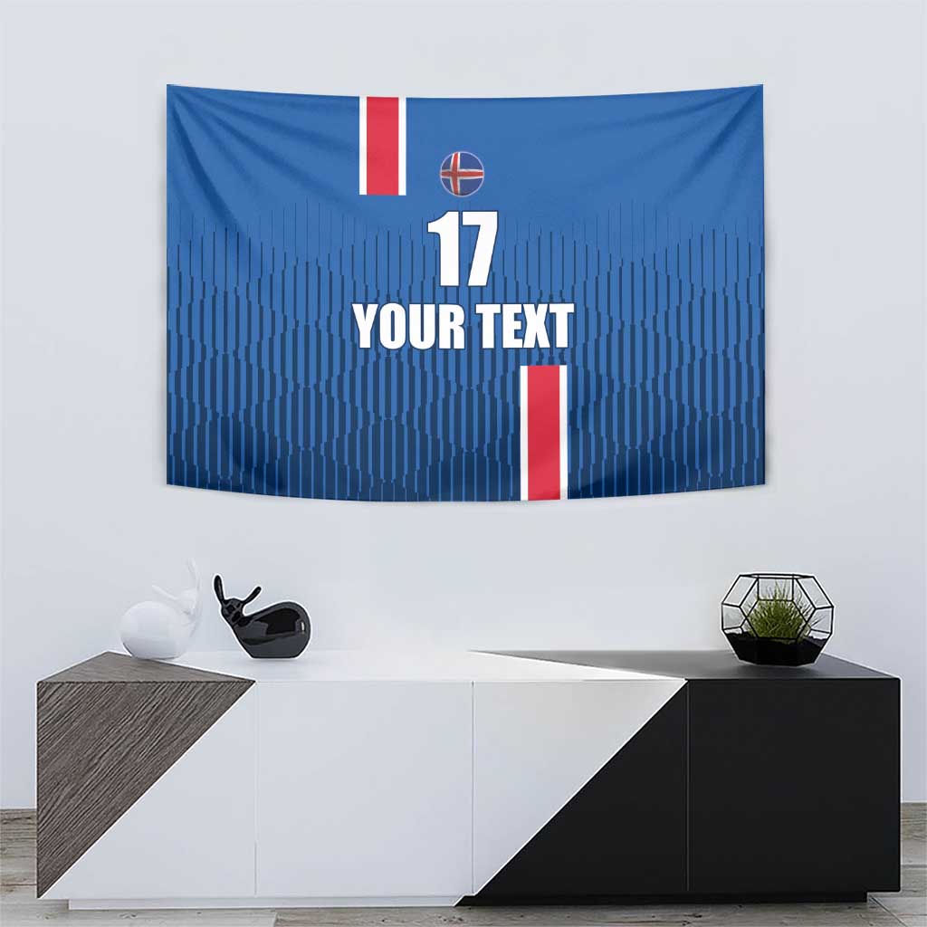 Custom Iceland Football Tapestry Blue with Flag Style