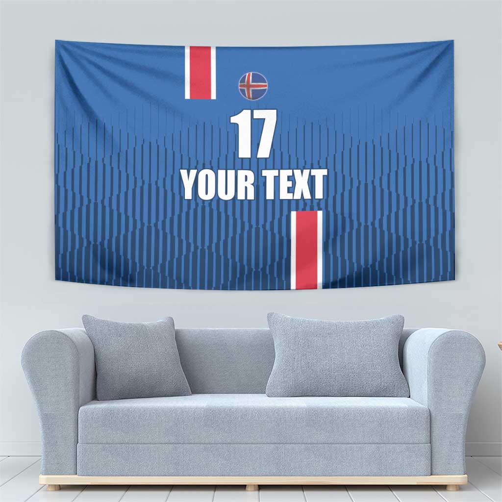 Custom Iceland Football Tapestry Blue with Flag Style