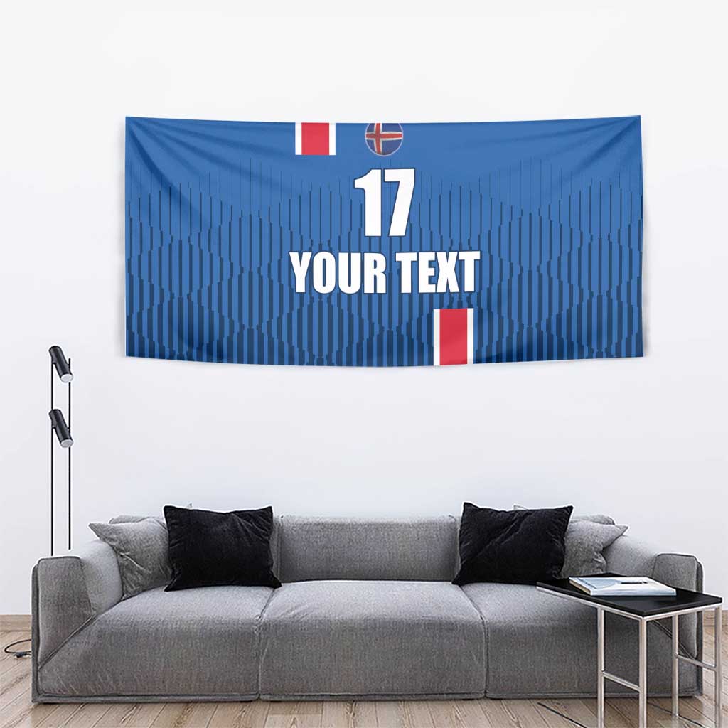 Custom Iceland Football Tapestry Blue with Flag Style