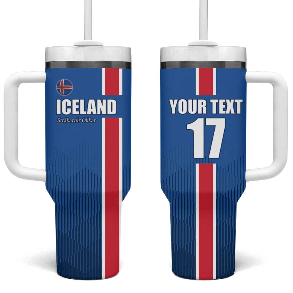 Custom Iceland Football Tumbler With Handle Blue with Flag Style