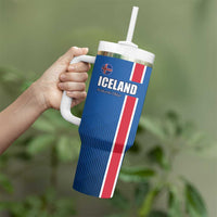 Custom Iceland Football Tumbler With Handle Blue with Flag Style