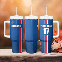 Custom Iceland Football Tumbler With Handle Blue with Flag Style