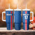 Custom Iceland Football Tumbler With Handle Blue with Flag Style