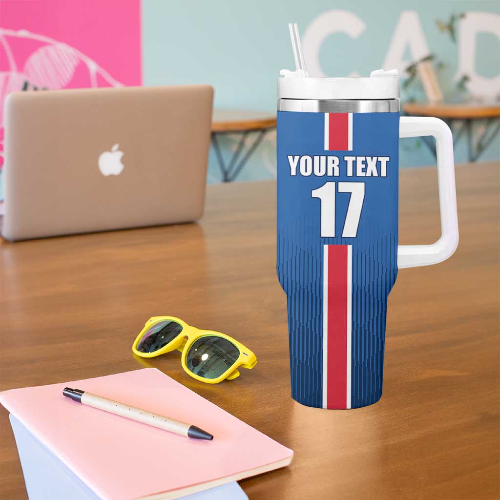 Custom Iceland Football Tumbler With Handle Blue with Flag Style