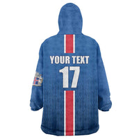Custom Iceland Football Wearable Blanket Hoodie Blue with Flag Style