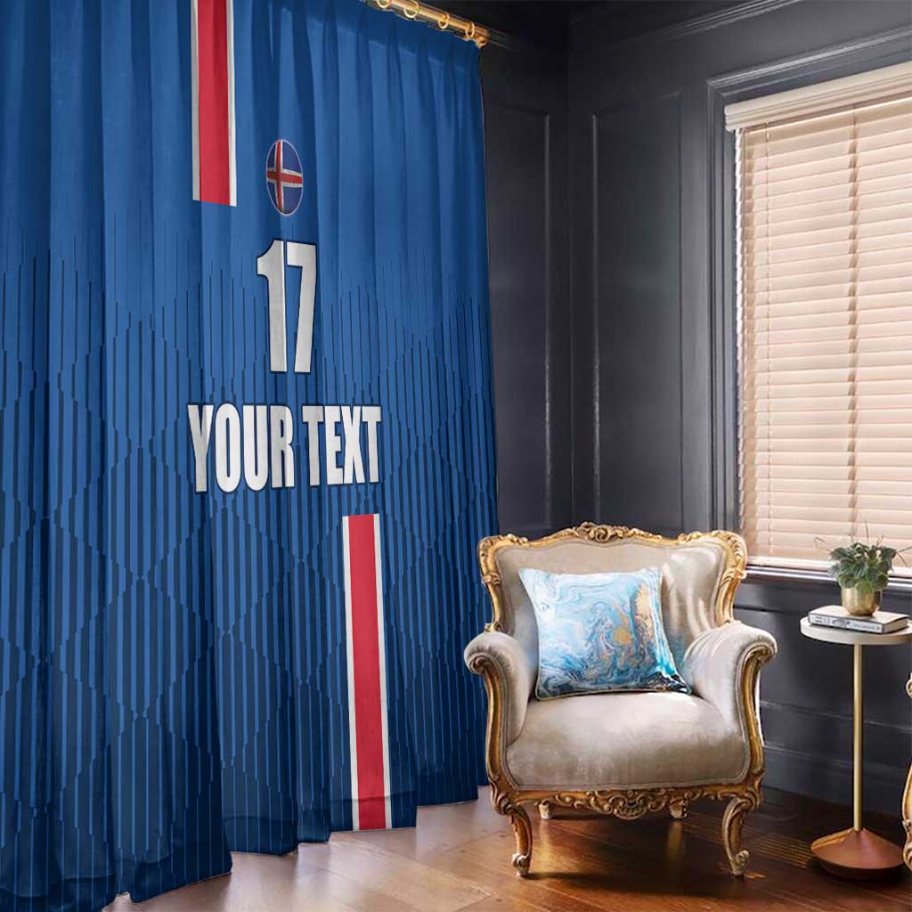 Custom Iceland Football Window Curtain Blue with Flag Style