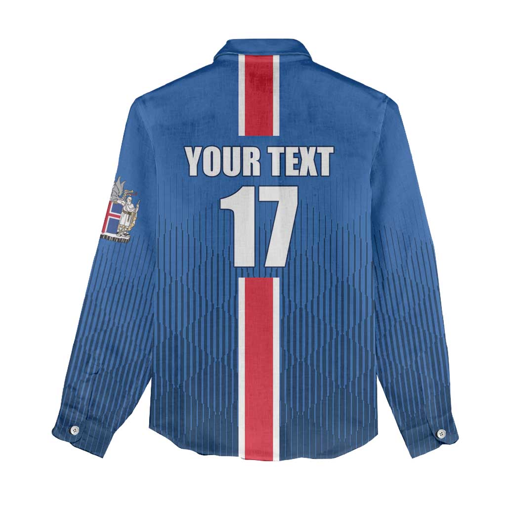Custom Iceland Football Women Casual Shirt Blue with Flag Style