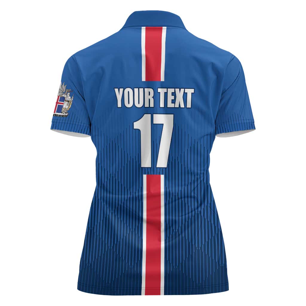 Custom Iceland Football Women Polo Shirt Blue with Flag Style