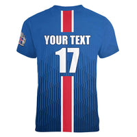 Custom Iceland Football Women V-Neck T-Shirt Blue with Flag Style