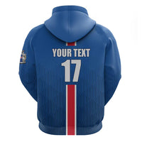 Custom Iceland Football Zip Hoodie Blue with Flag Style