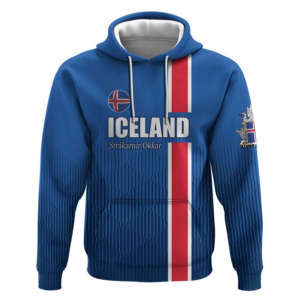 Custom Iceland Football Zip Hoodie Blue with Flag Style