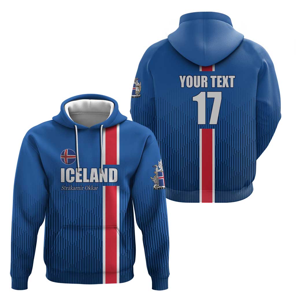 Custom Iceland Football Zip Hoodie Blue with Flag Style