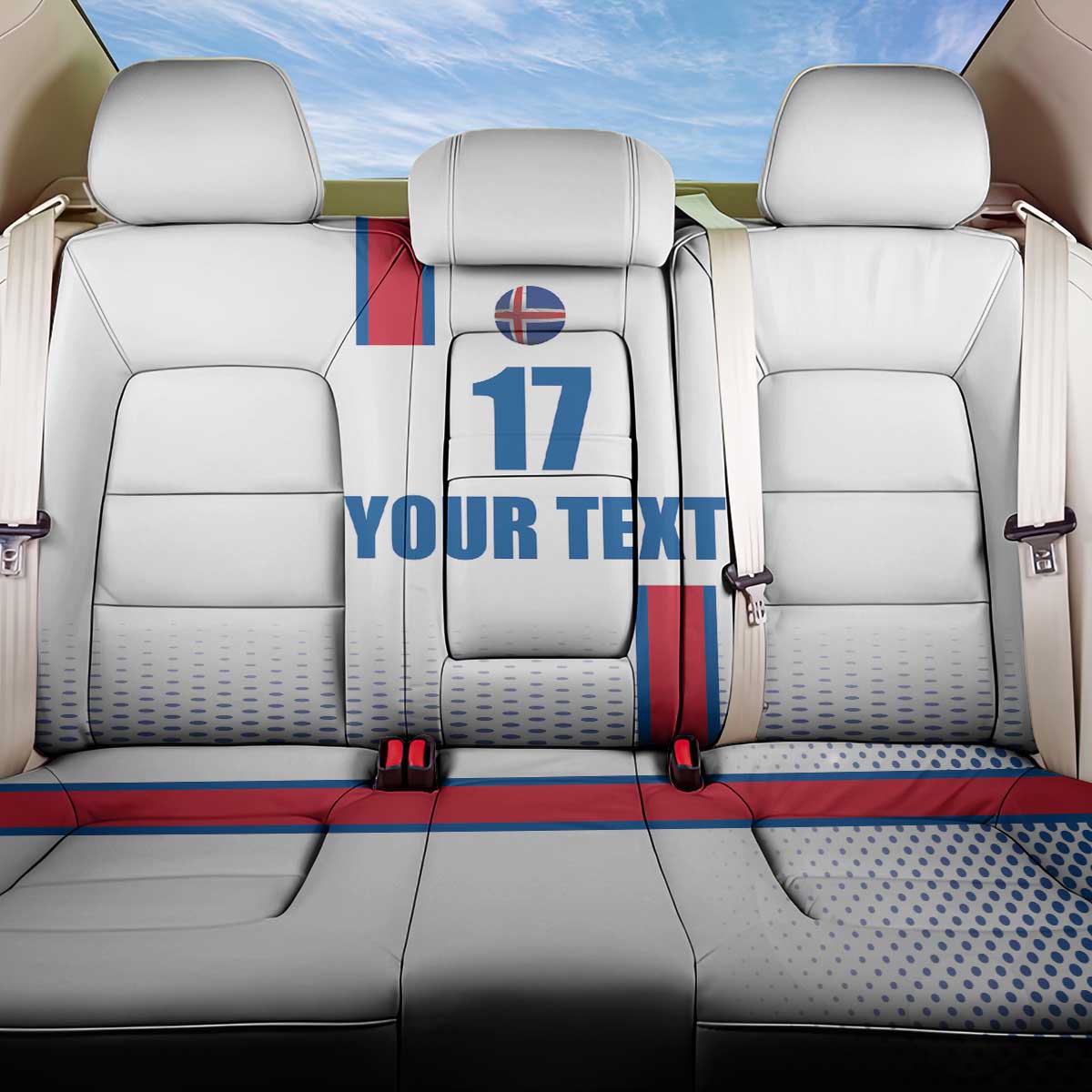 Custom Iceland Football Back Car Seat Cover White with Flag Style