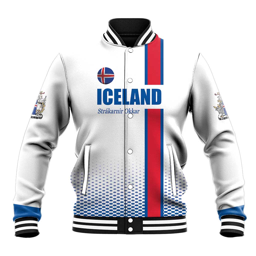 Custom Iceland Football Baseball Jacket White with Flag Style