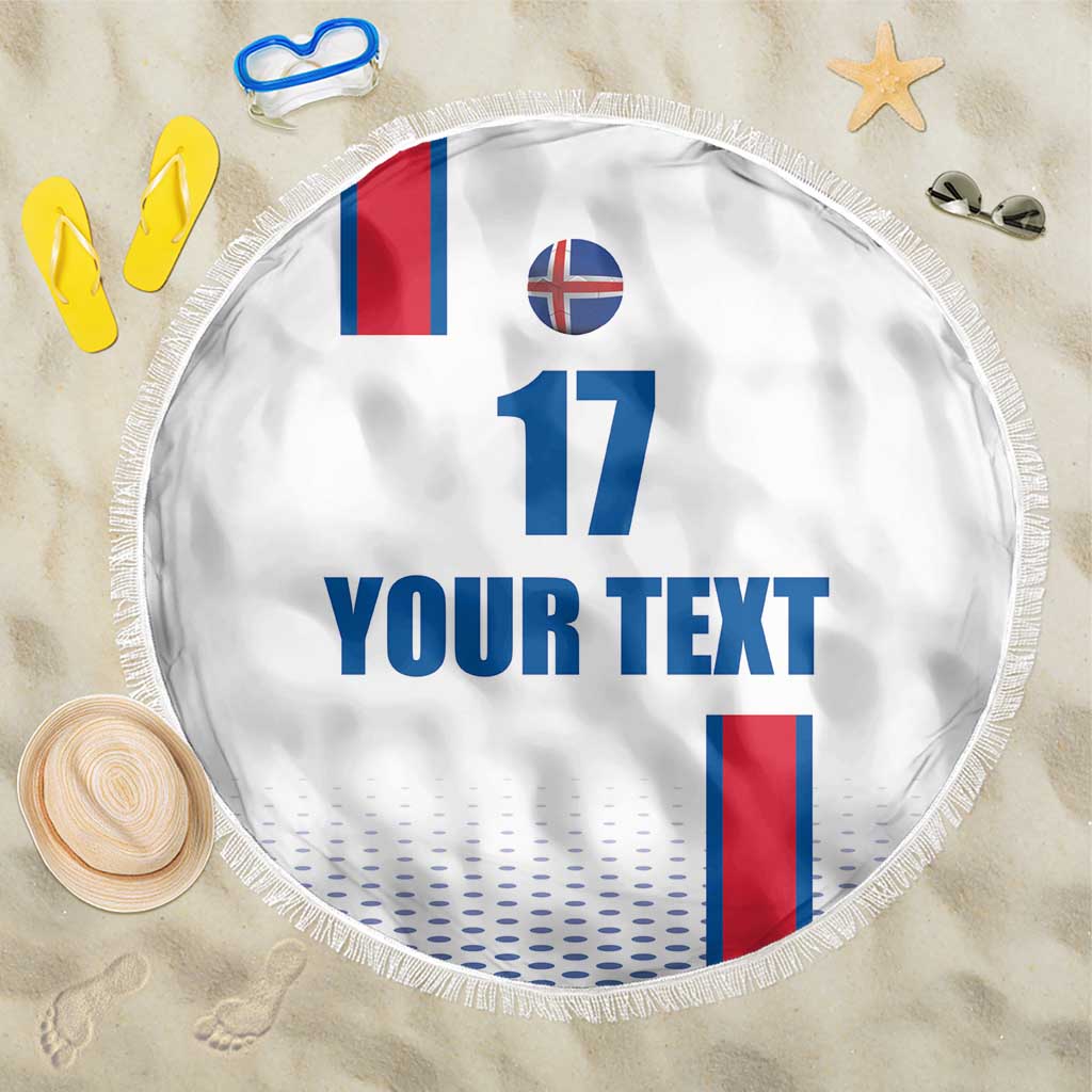 Custom Iceland Football Beach Blanket White with Flag Style