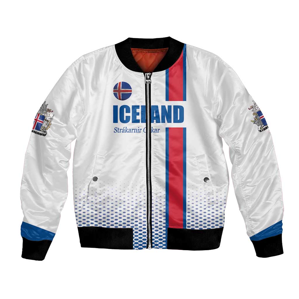 Custom Iceland Football Bomber Jacket White with Flag Style