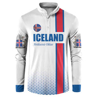 Custom Iceland Football Button Sweatshirt White with Flag Style