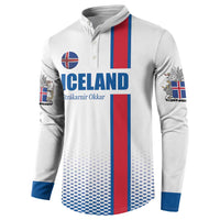 Custom Iceland Football Button Sweatshirt White with Flag Style