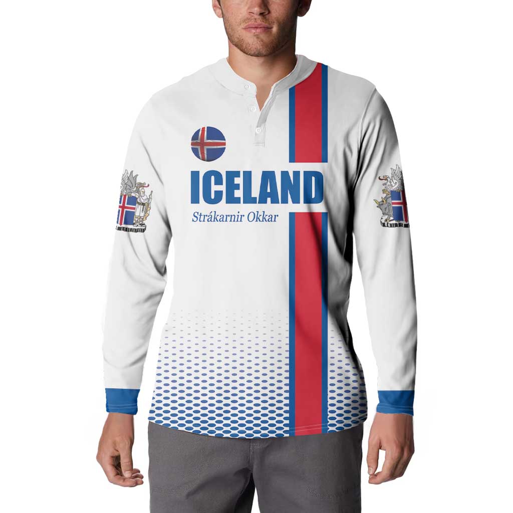 Custom Iceland Football Button Sweatshirt White with Flag Style