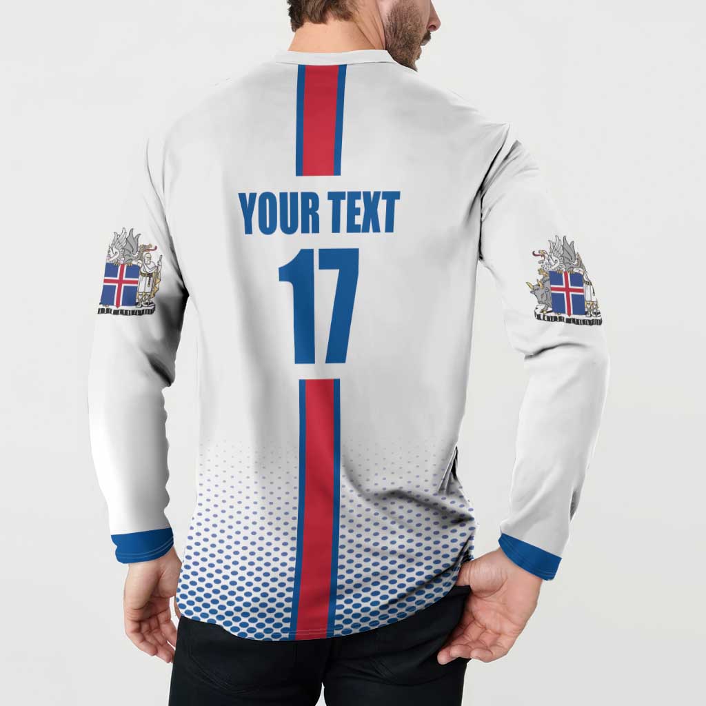 Custom Iceland Football Button Sweatshirt White with Flag Style