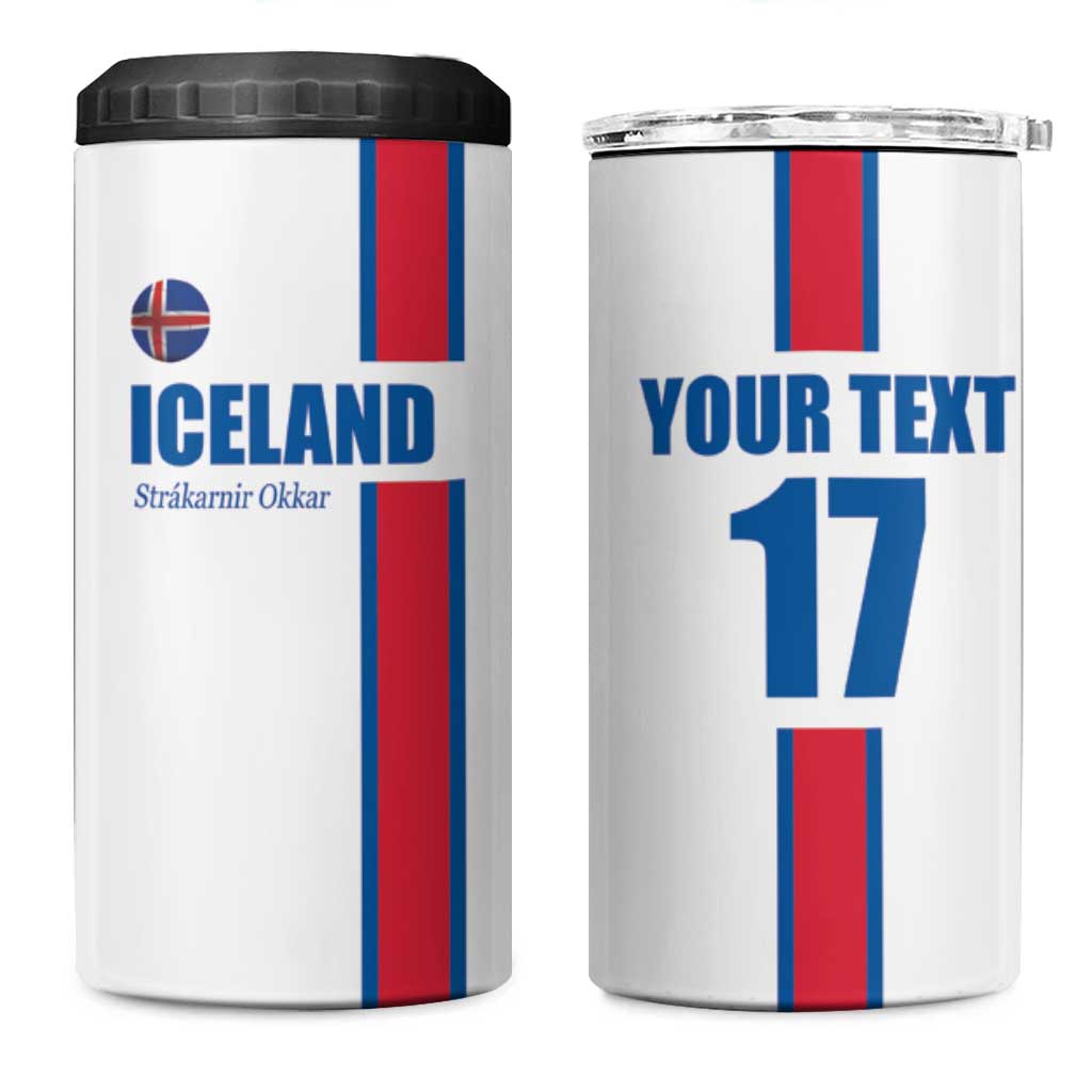 Custom Iceland Football 4 in 1 Can Cooler Tumbler White with Flag Style