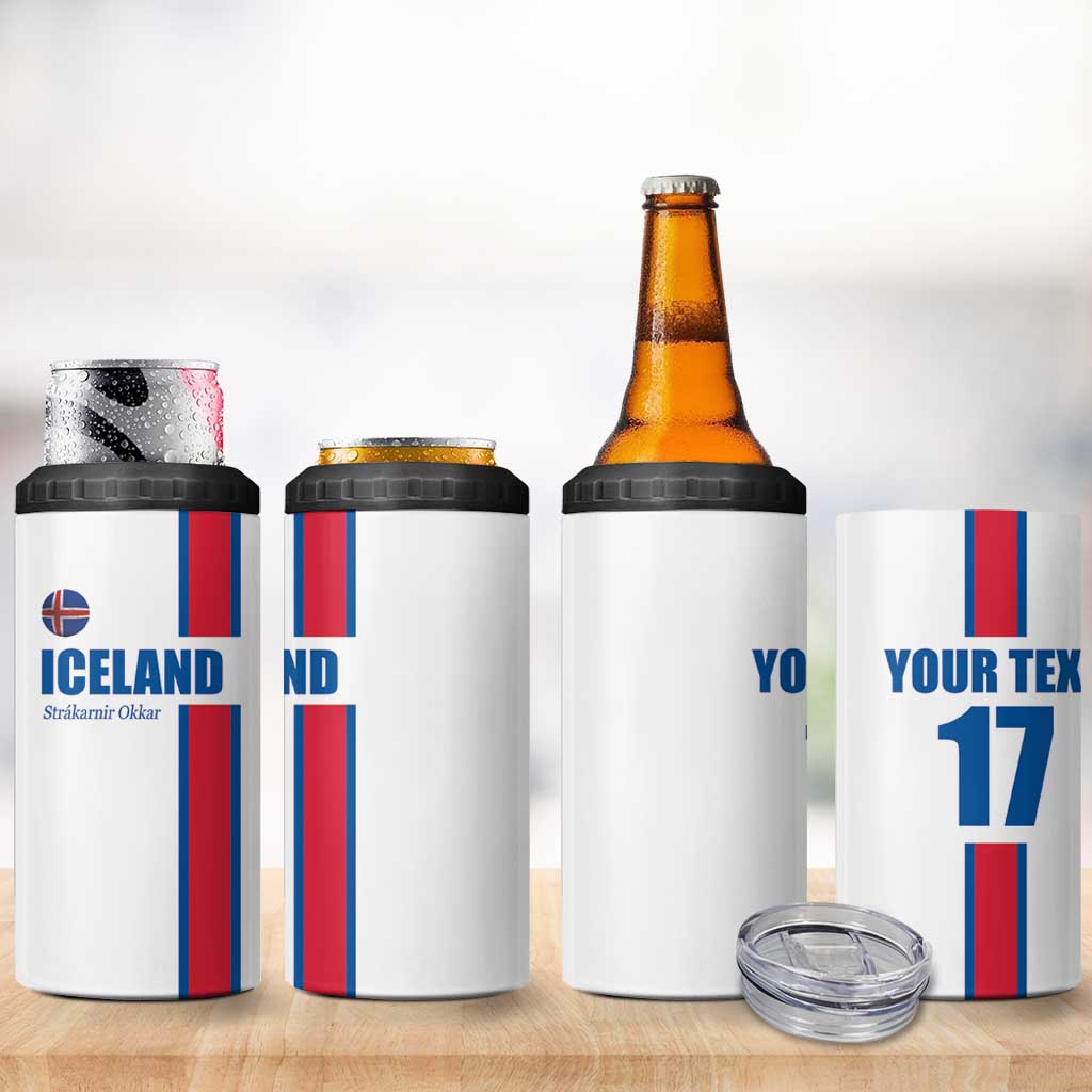 Custom Iceland Football 4 in 1 Can Cooler Tumbler White with Flag Style