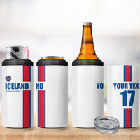 Custom Iceland Football 4 in 1 Can Cooler Tumbler White with Flag Style