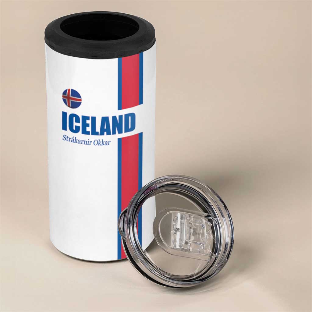 Custom Iceland Football 4 in 1 Can Cooler Tumbler White with Flag Style