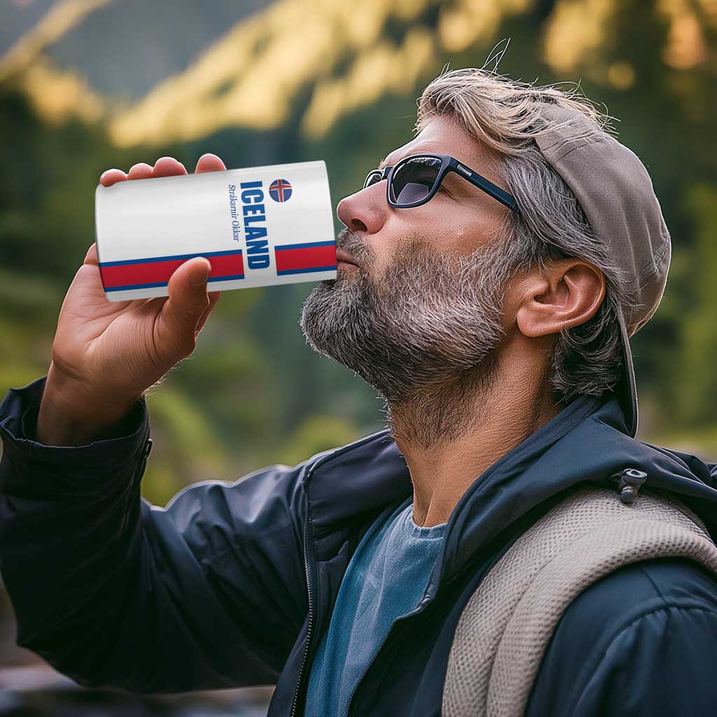 Custom Iceland Football 4 in 1 Can Cooler Tumbler White with Flag Style